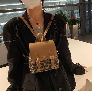 Autumn Leopard Schoolbag Women Backpack 2021 Luxuyr Brand Designed Female